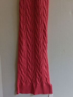 Talbots Cable Knit Scarf in Coral Pink